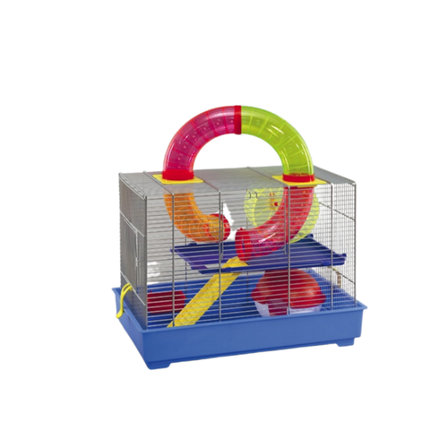 Hamster Jerry Lux Cage – Chrome Finish with Coloured Base 44×26×33 cm