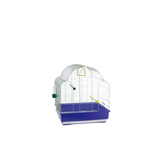 AURORA BIANCA – White Bird Cage with Coloured Base | Elegant Cage for Small Birds