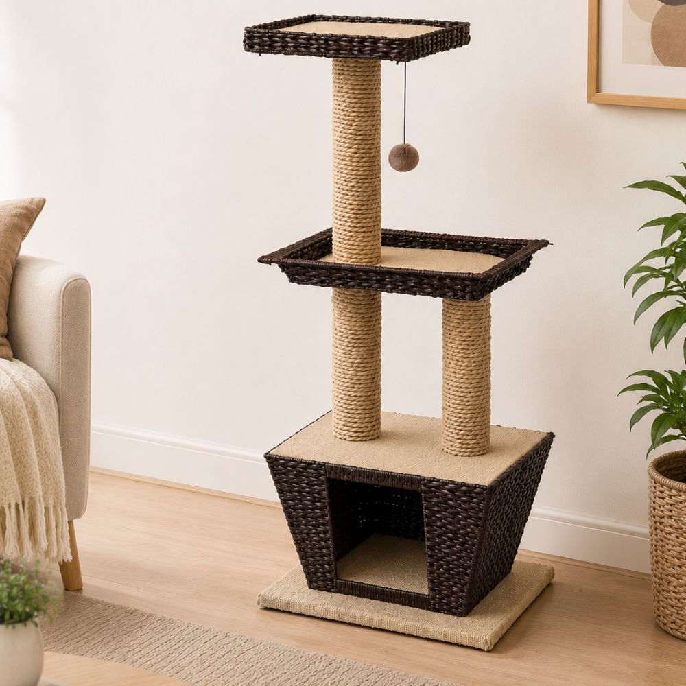 Croci Natural Betulla Cat Tree – 98.5cm Eco-Friendly Multi-Tier Scratching Tower