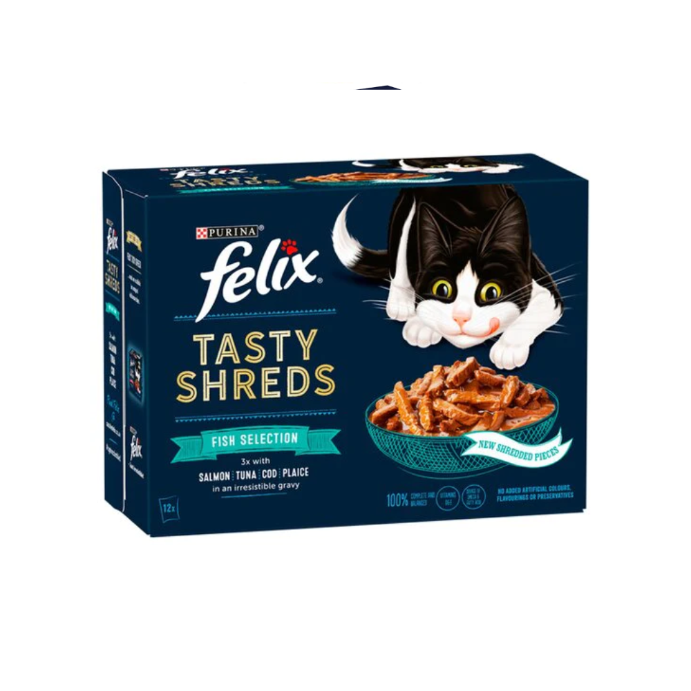 Felix Tasty Shreds Fish Selection x12