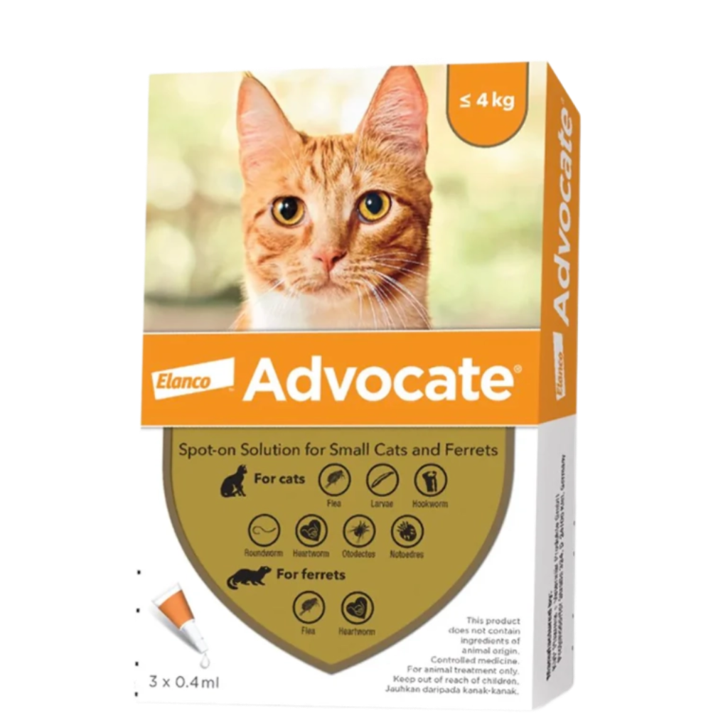 Advocate Spot-On for Small Cats & Ferrets (<4 kg) – 3 Tubes Pack